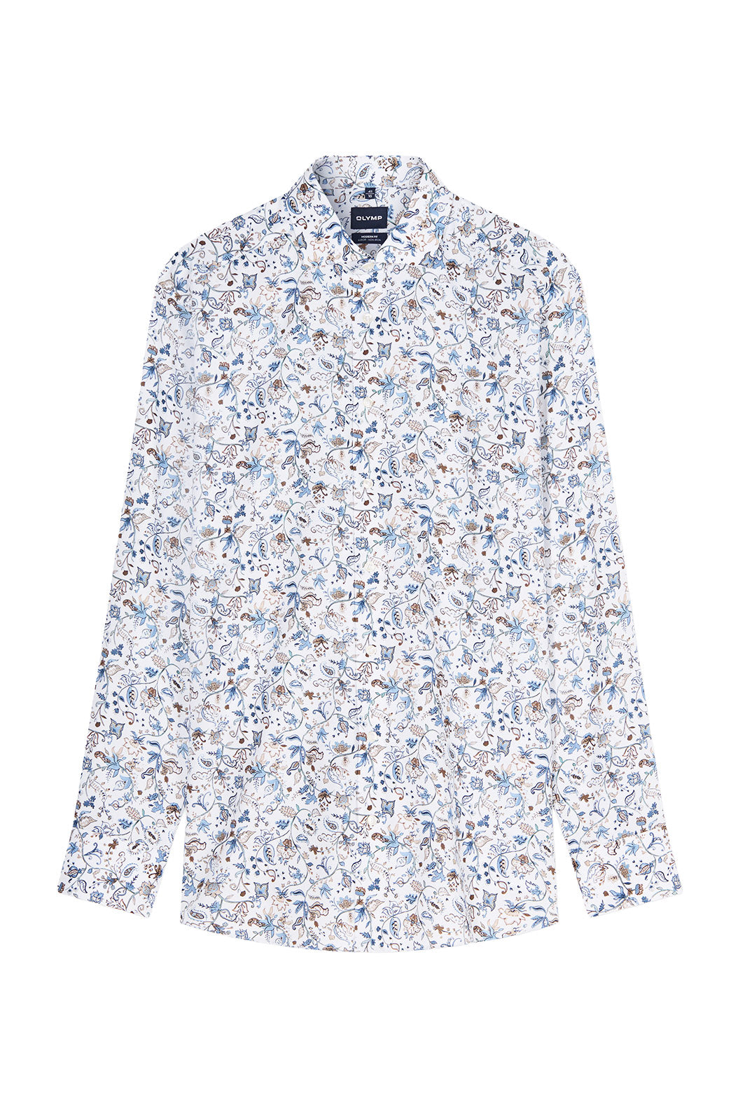 Olymp Luxor Modern Fit Floral Print Shirt - White