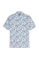 Olymp Luxor Modern Fit Floral Short Sleeve Shirt - White/Blue