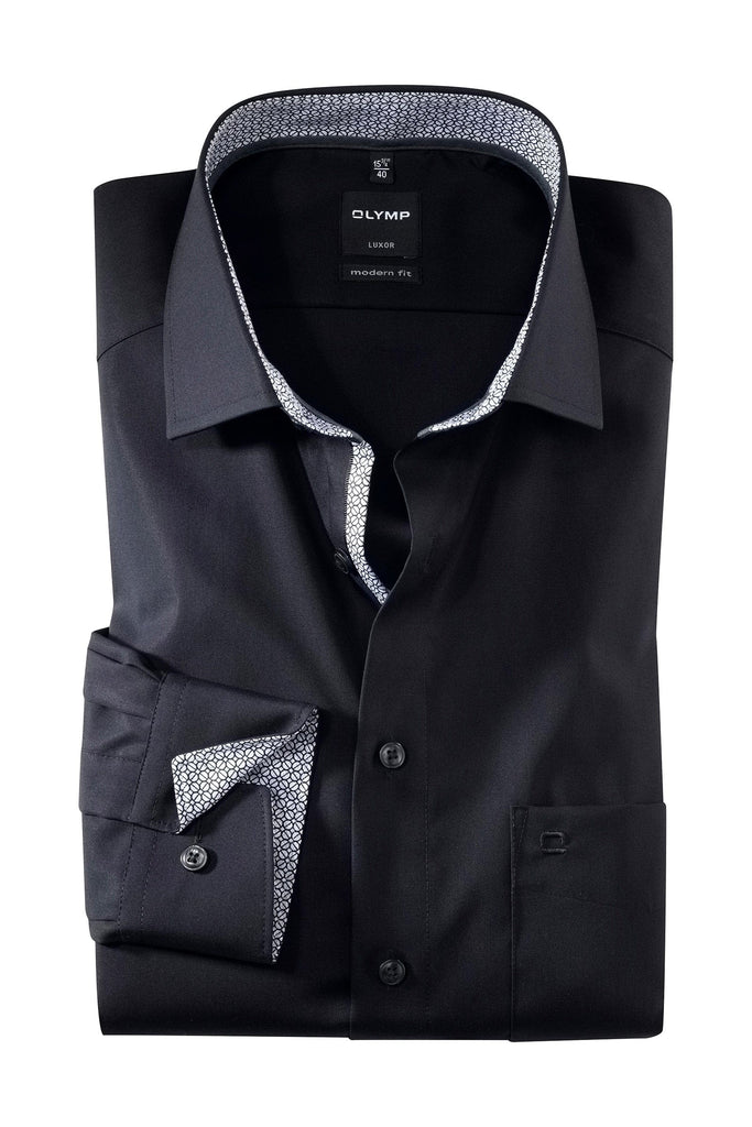 Olymp Luxor Modern Fit Long Sleeve Shirt - Black