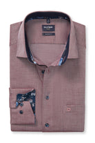 Olymp Luxor Modern Fit Long Sleeve Shirt with Trim - Bordeaux
