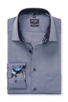 Olymp Luxor Modern Fit Long Sleeve Shirt with Trim - Marine