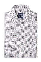 Olymp Luxor Modern Fit Medallion Print Shirt - White/Stone
