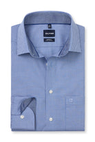 Olymp Luxor Modern Fit Micro Check Long Sleeve Shirt - Blue/White