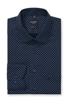 Olymp Luxor Modern Fit Micro Print Long Sleeve Shirt - Marine