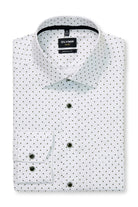 Olymp Luxor Modern Fit Micro Spot Print Shirt - White/Dark Green