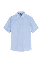 Olymp Luxor Modern Fit Mini Fish Print Short Sleeve Shirt - Blue