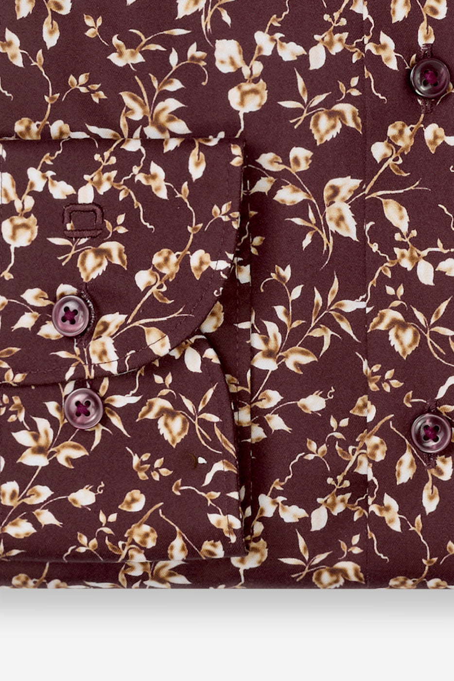 Olymp Luxor Modern Fit Neat Floral Print Shirt - Bordeaux