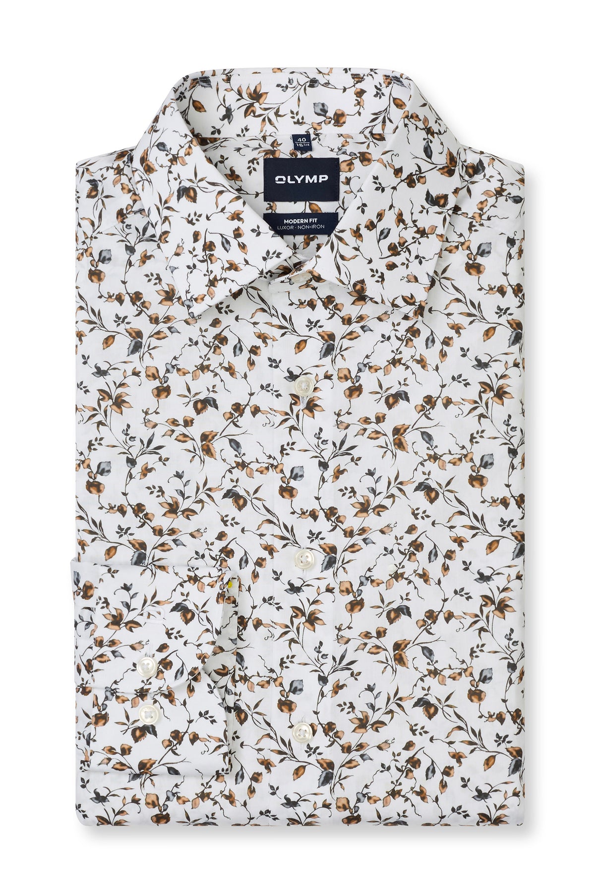 Olymp Luxor Modern Fit Neat Floral Print Shirt - White