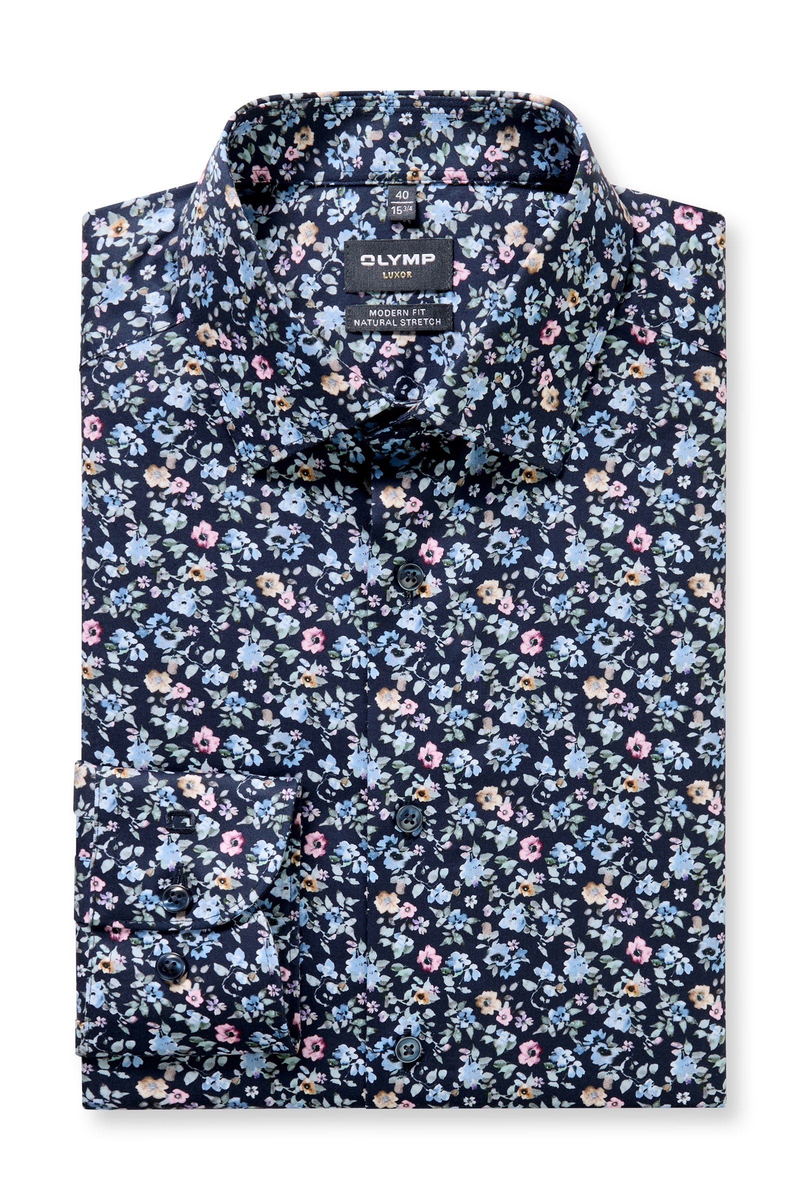 Olymp Luxor Modern Fit Neat Floral Shirt - Navy