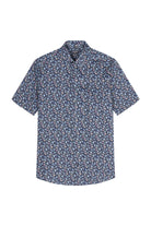 Olymp Luxor Modern Fit Neat Floral Short Sleeve Shirt - Navy