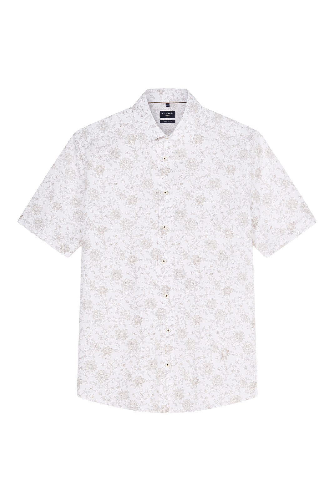 Olymp Luxor Modern Fit Outline Floral Shirt - White