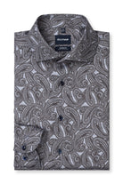 Olymp Luxor Modern Fit Paisley Print Shirt - Silver