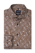 Olymp Luxor Modern Fit Paisley Print Shirt - Tan