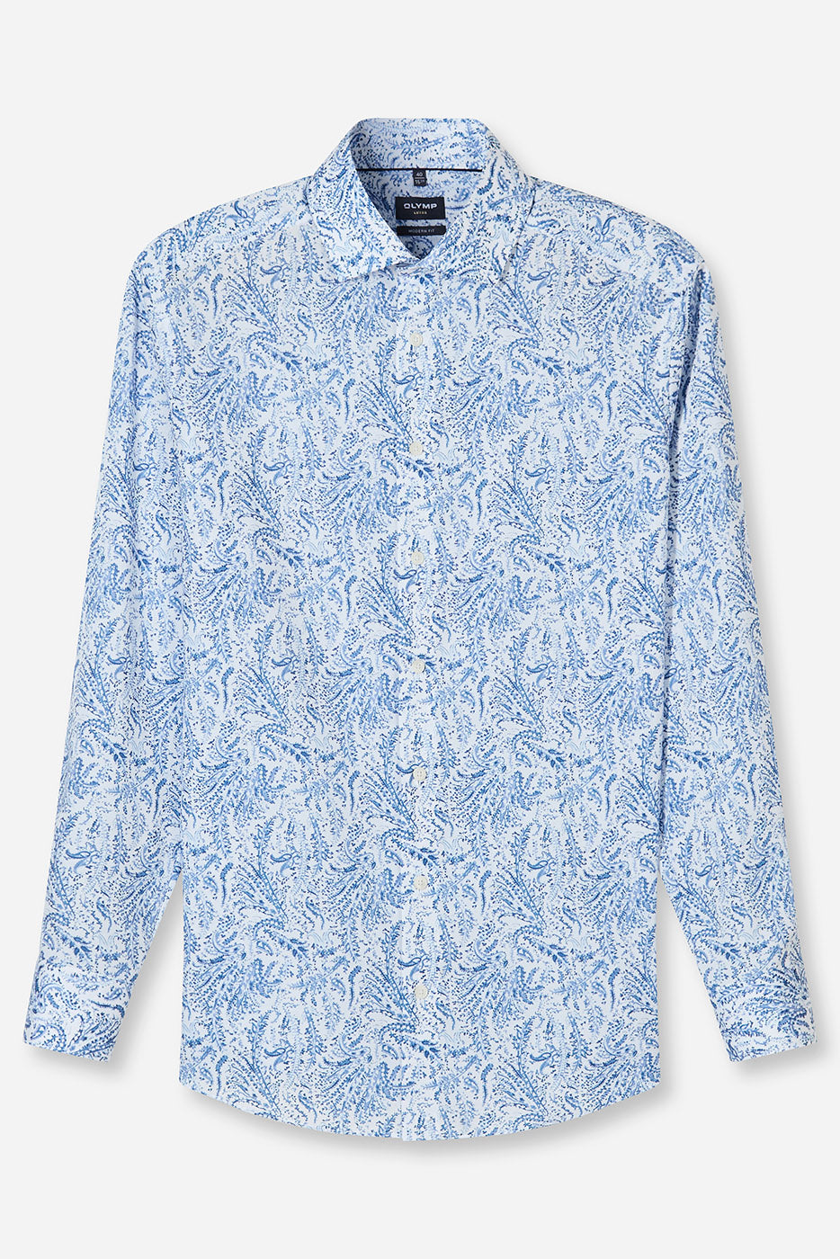 Olymp Luxor Modern Fit Paisley Shirt - White/Blue