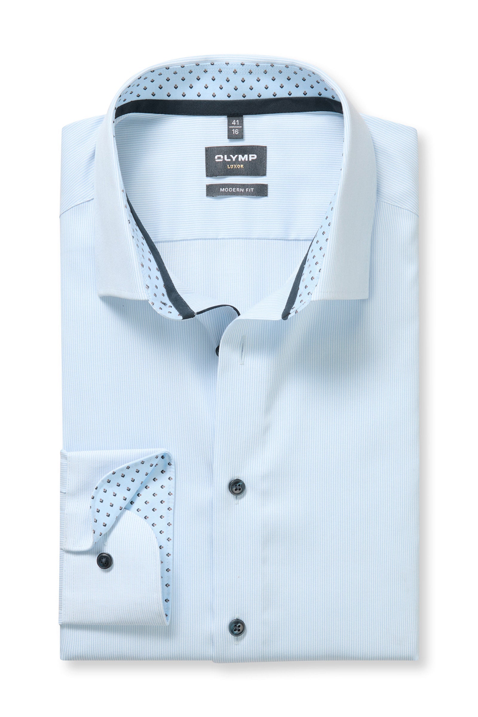 Olymp Luxor Modern Fit Pin Stripe Shirt - Light Blue