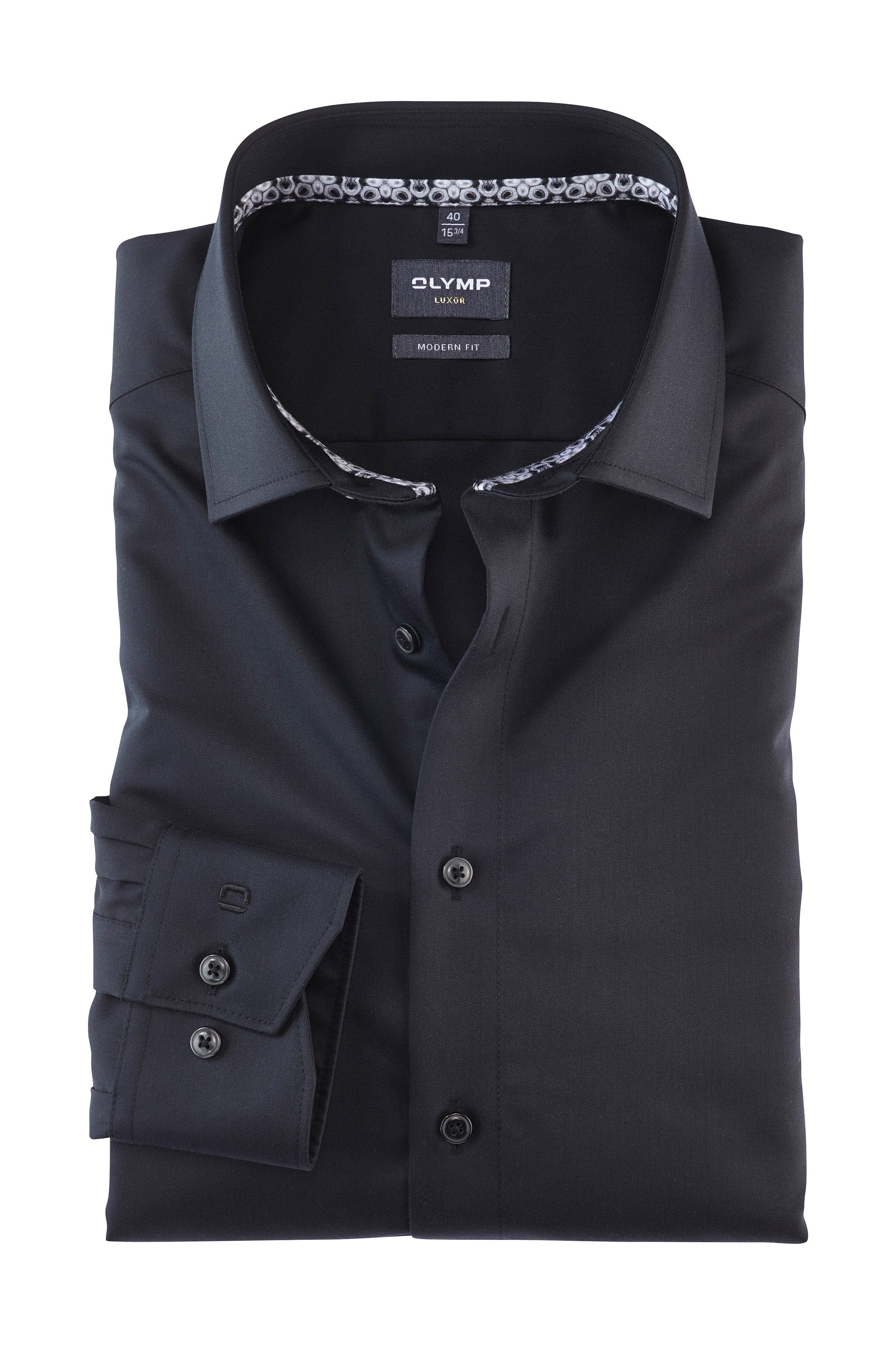 Olymp Luxor Modern Fit Plain Long Sleeve Shirt - Black