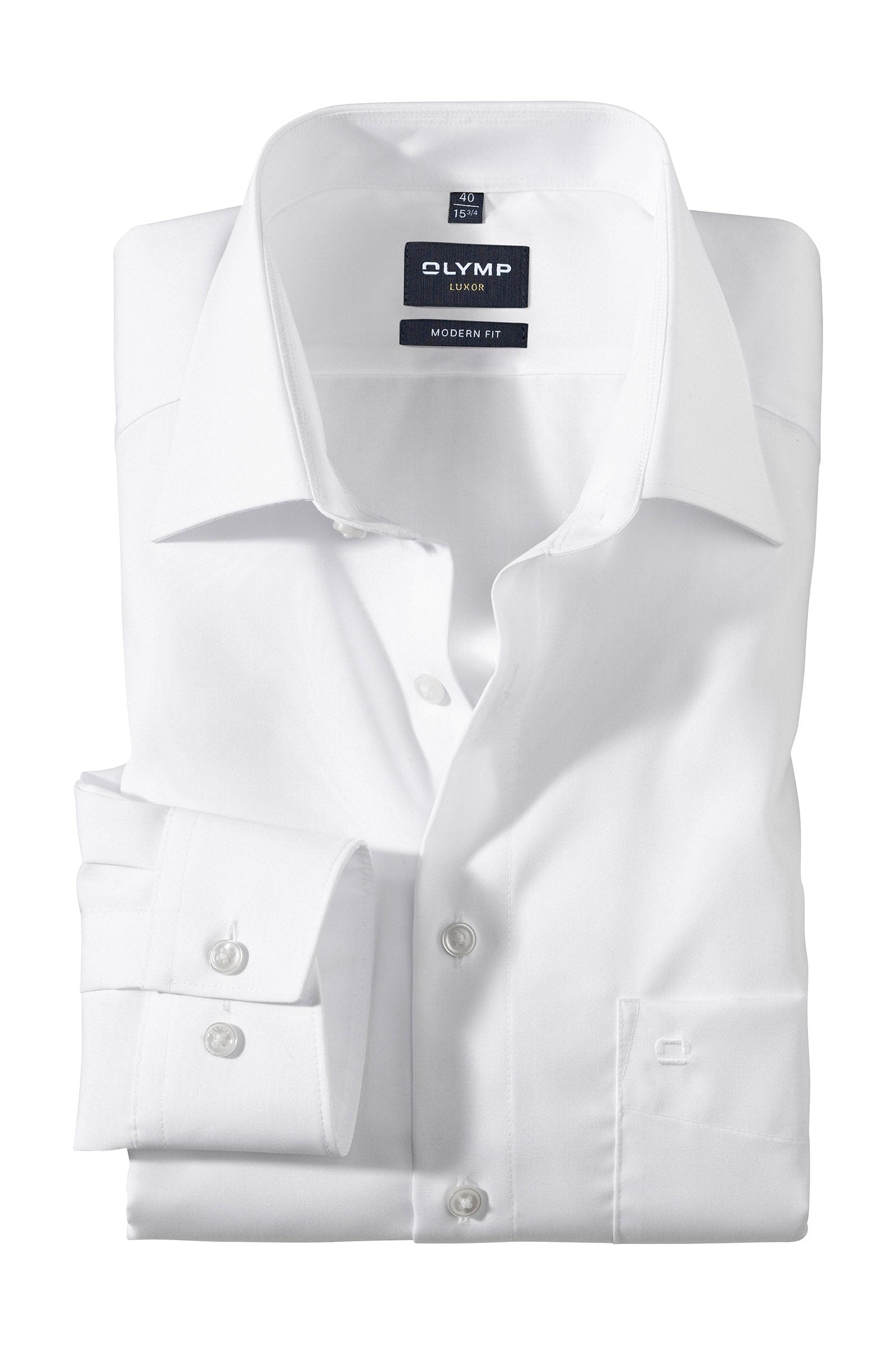 Olymp Luxor Modern Fit Plain Long Sleeve Shirt - White