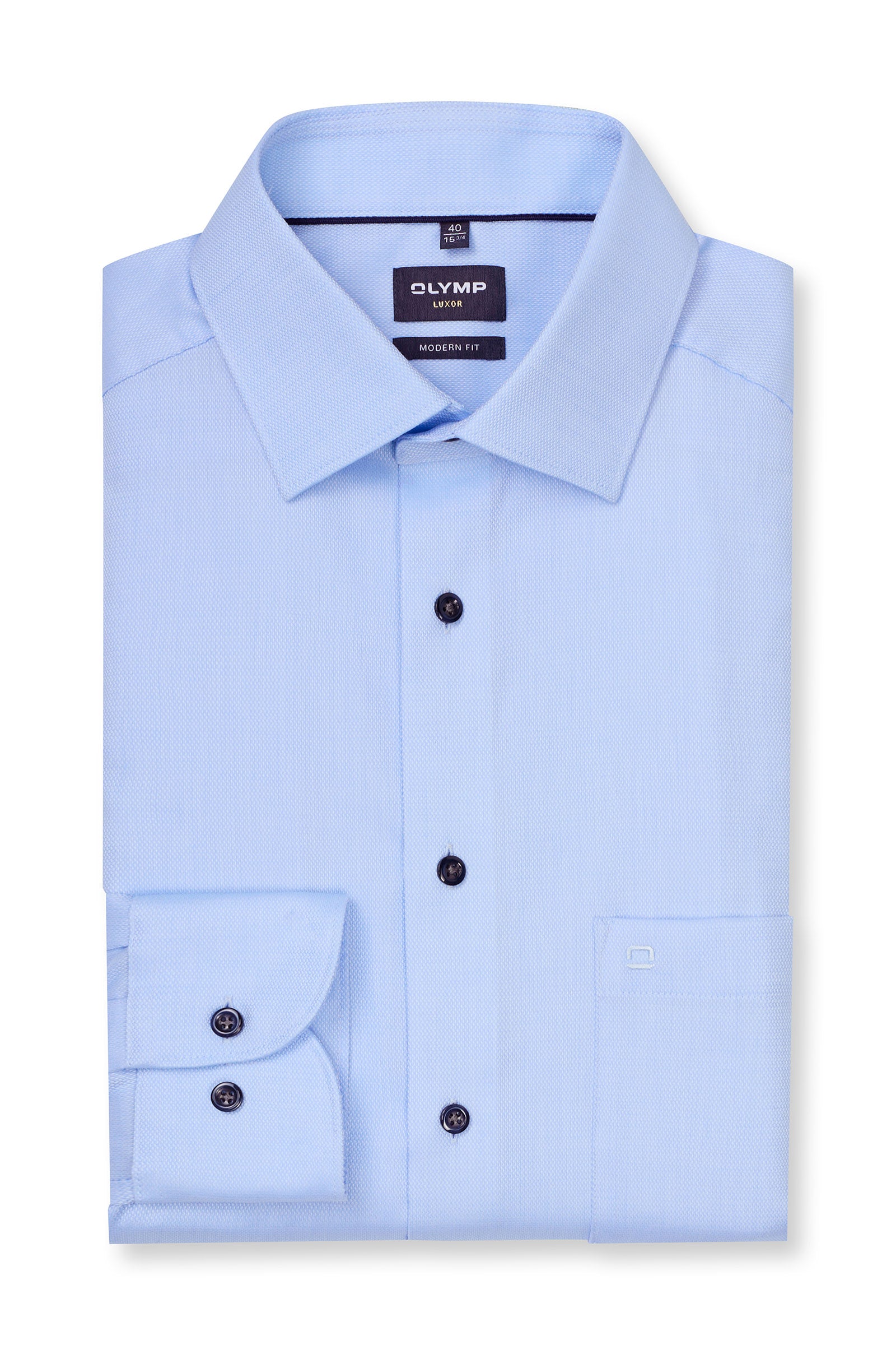 Olymp Luxor Modern Fit Plain Shirt - Light Blue