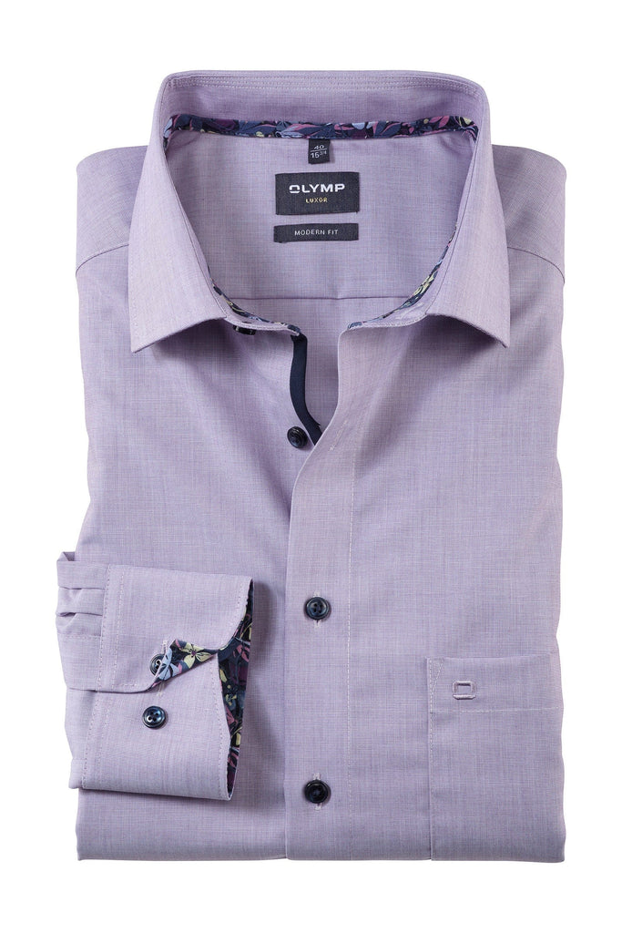 Olymp Luxor Modern Fit Plain Shirt - Mauve