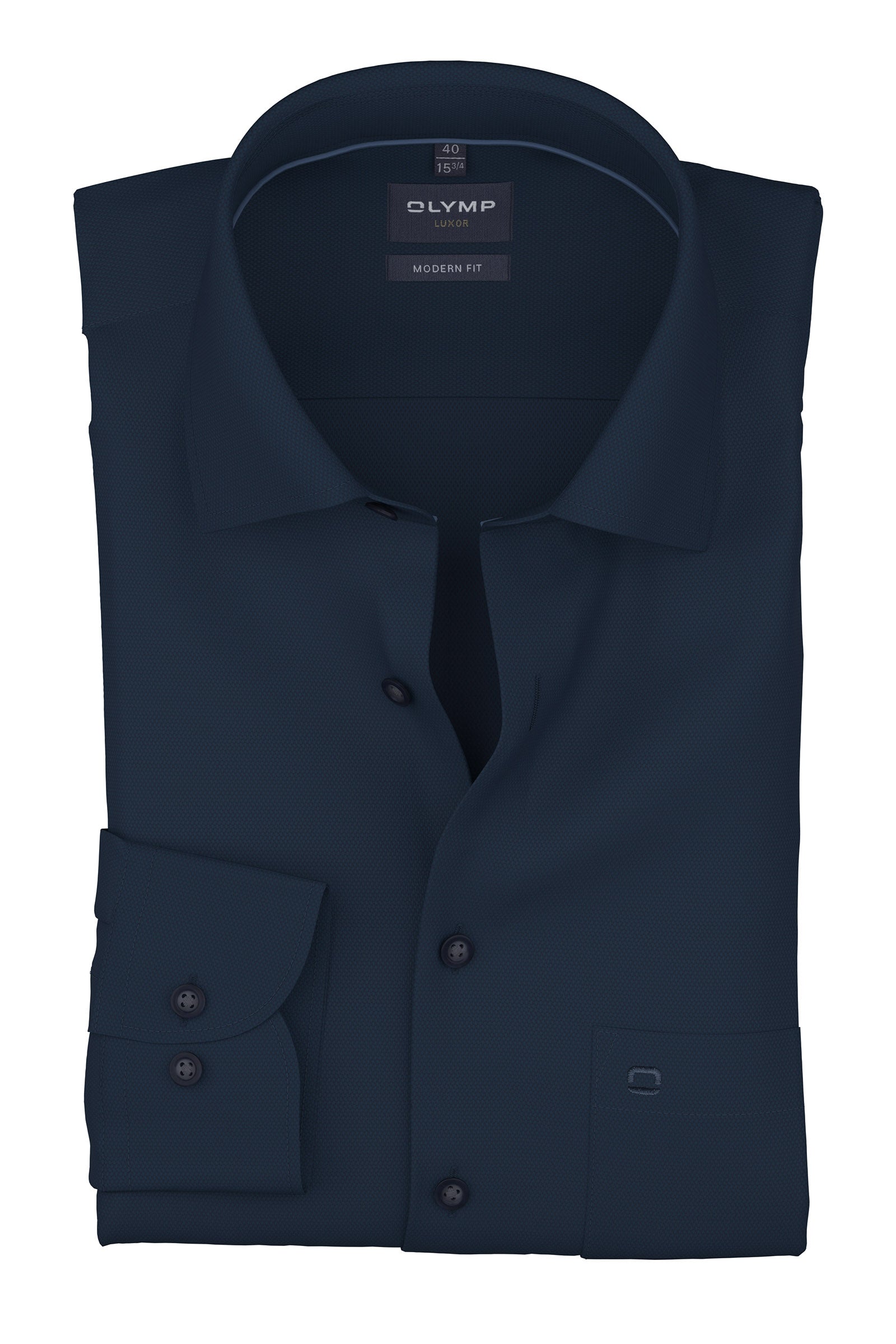 Olymp Luxor Modern Fit Plain Shirt - Navy