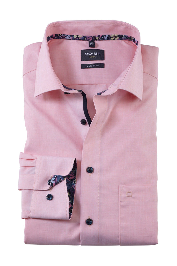 Olymp Luxor Modern Fit Plain Shirt - Pink