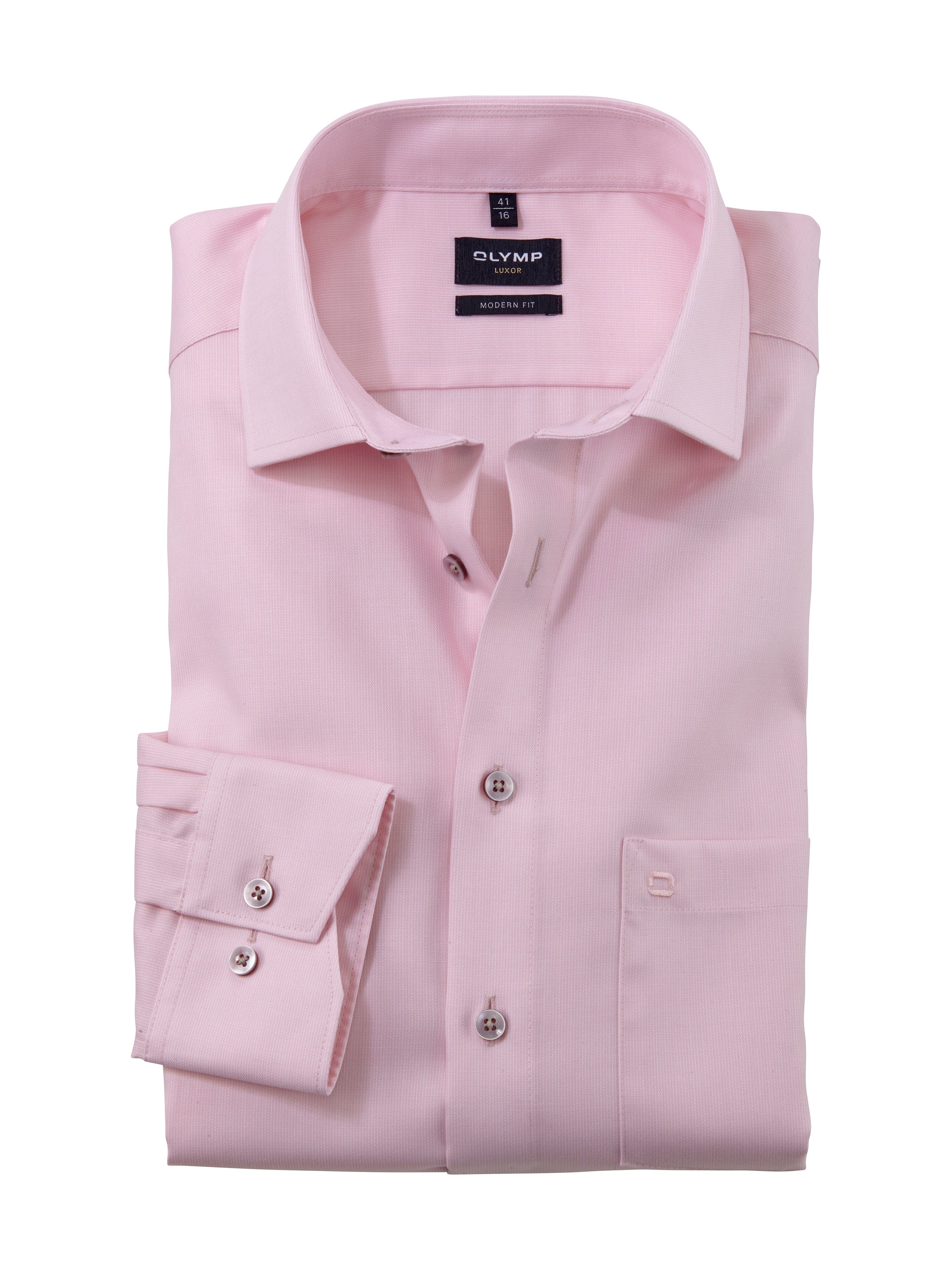 Olymp Luxor Modern Fit Plain Shirt - Rose Pink