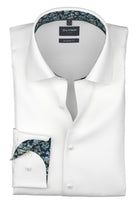 Olymp Luxor Modern Fit Plain Shirt with Floral Trim - White