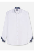 Olymp Luxor Modern Fit Plain Shirt with Floral Trim - White