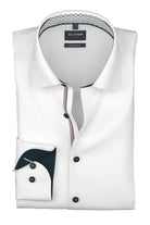 Olymp Luxor Modern Fit Plain Shirt with Geo Trim - White