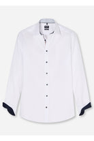 Olymp Luxor Modern Fit Plain Shirt with Geo Trim - White