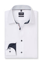 Olymp Luxor Modern Fit Plain Shirt with Geo Trim - White