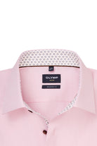Olymp Luxor Modern Fit Plain Shirt with Trim - Pink