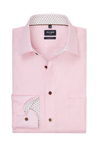Olymp Luxor Modern Fit Plain Shirt with Trim - Pink