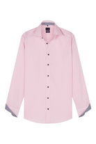 Olymp Luxor Modern Fit Plain Shirt with Trim - Pink