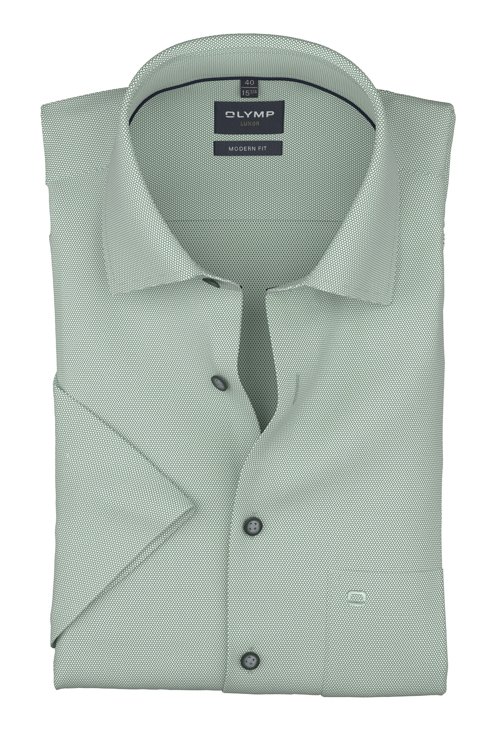 Olymp Luxor Modern Fit Plain Short Sleeve Shirt - Green