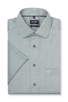 Olymp Luxor Modern Fit Plain Short Sleeve Shirt - Green