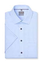 Olymp Luxor Modern Fit Plain Short Sleeve Shirt - Light Blue