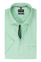 Olymp Luxor Modern Fit Plain Short Sleeve Shirt - Mint Green