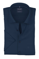 Olymp Luxor Modern Fit Plain Short Sleeve Shirt - Navy
