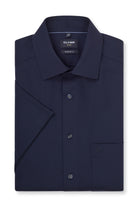 Olymp Luxor Modern Fit Plain Short Sleeve Shirt - Navy