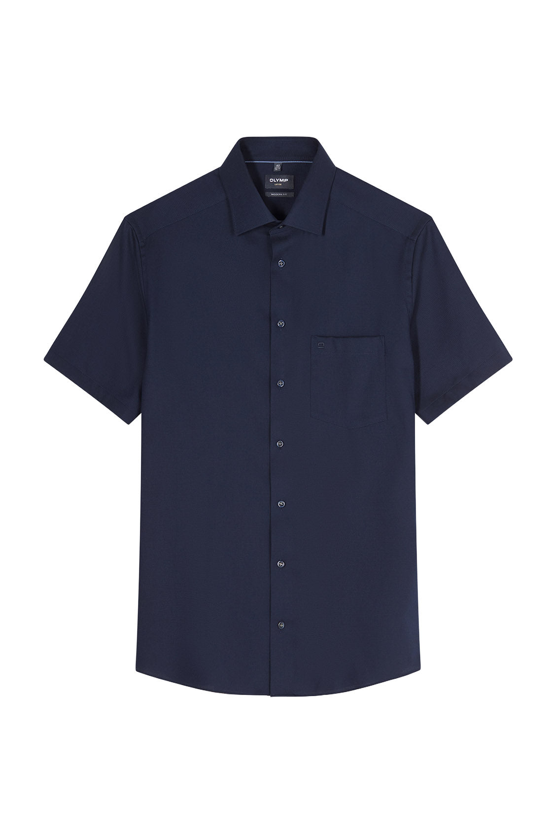 Olymp Luxor Modern Fit Plain Short Sleeve Shirt - Navy