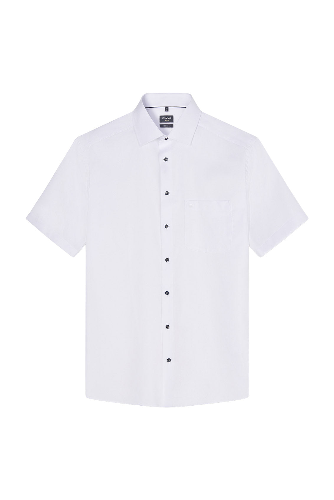 Olymp Luxor Modern Fit Plain Short Sleeve Shirt - White