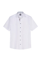 Olymp Luxor Modern Fit Plain Short Sleeve Shirt with Geo Trim - White