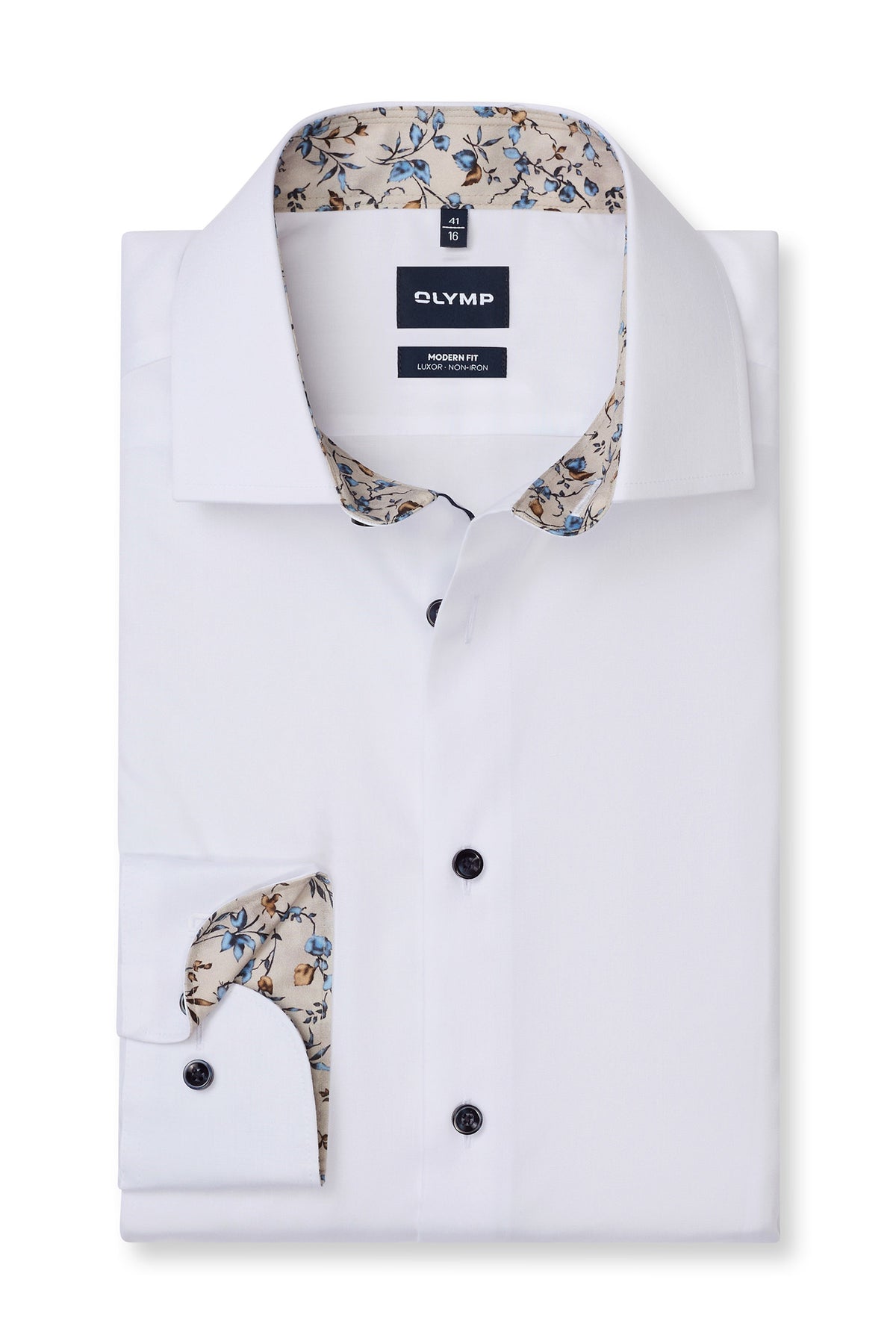 Olymp Luxor Modern Fit Plain Twill Extra Long Sleeve Shirt - White