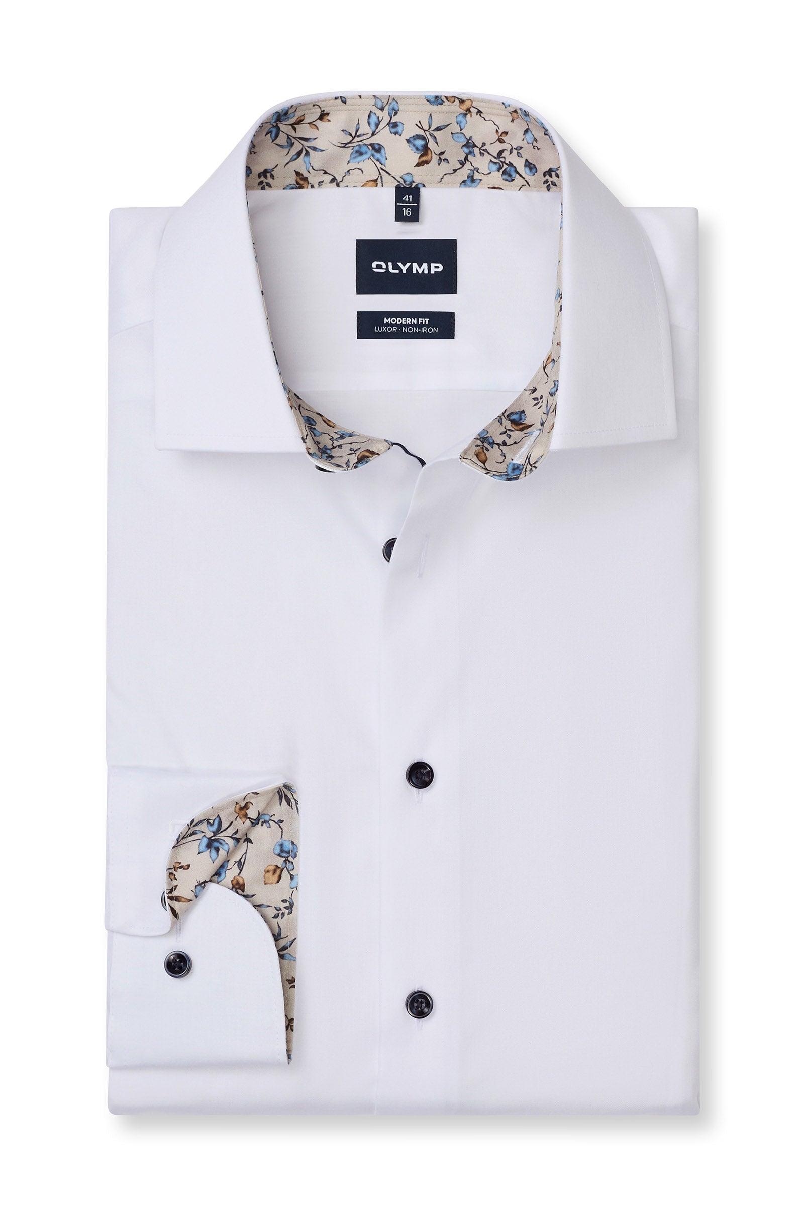 Olymp Luxor Modern Fit Plain Twill Shirt - White