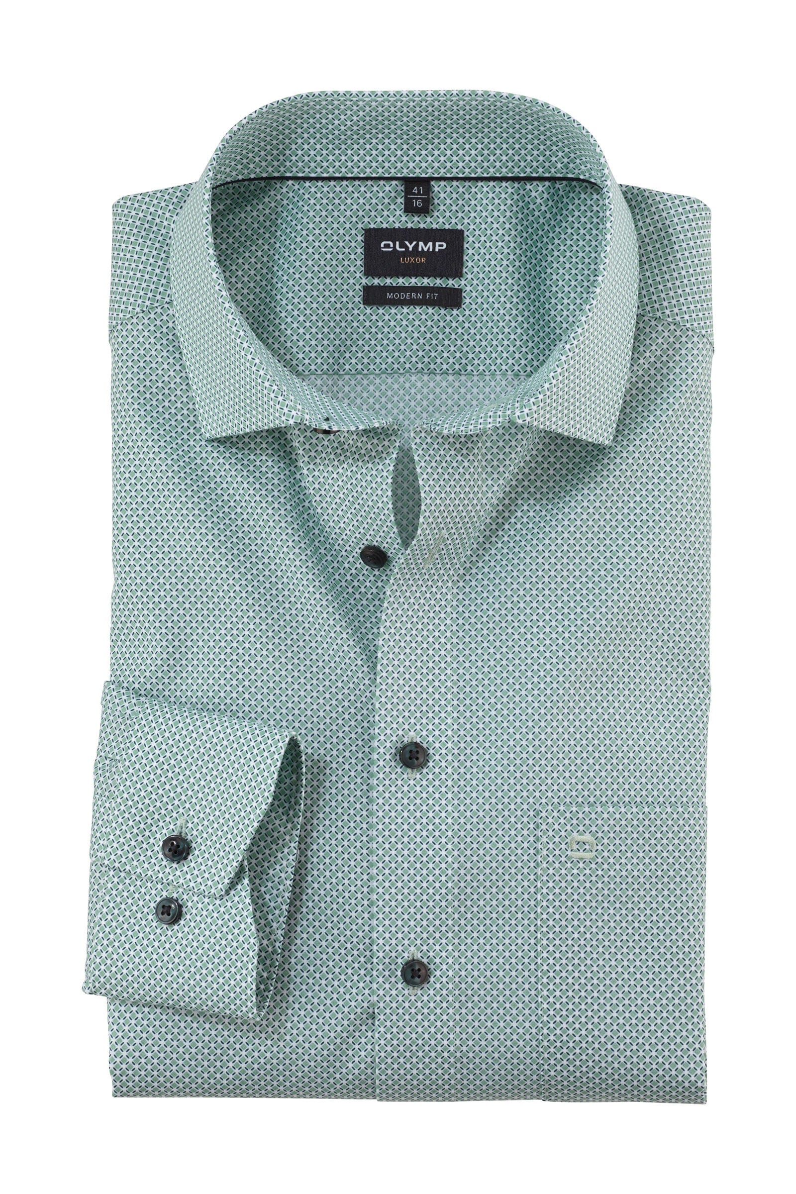 Olymp Luxor Modern Fit Print Shirt - Green