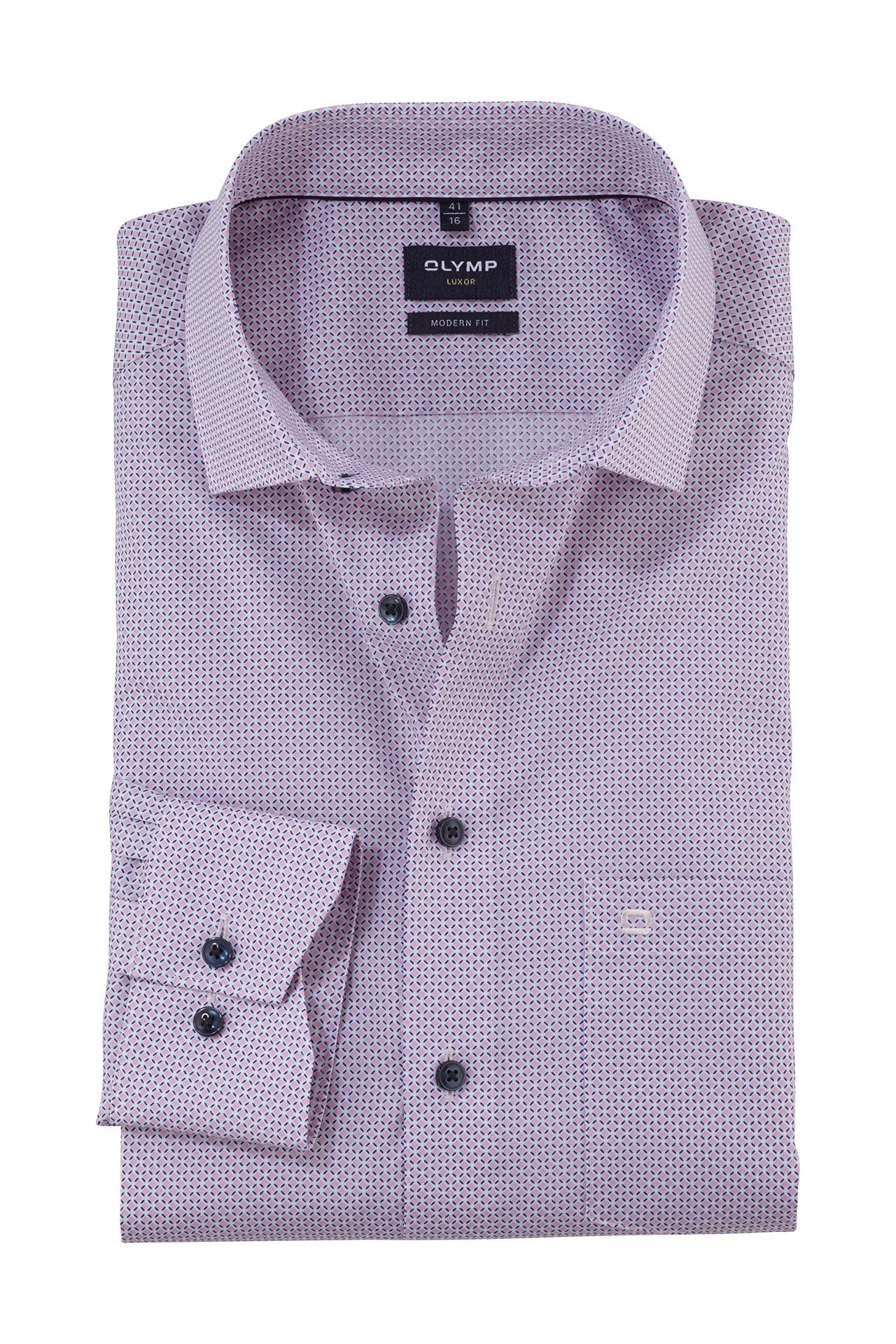 Olymp Luxor Modern Fit Print Shirt - Rose