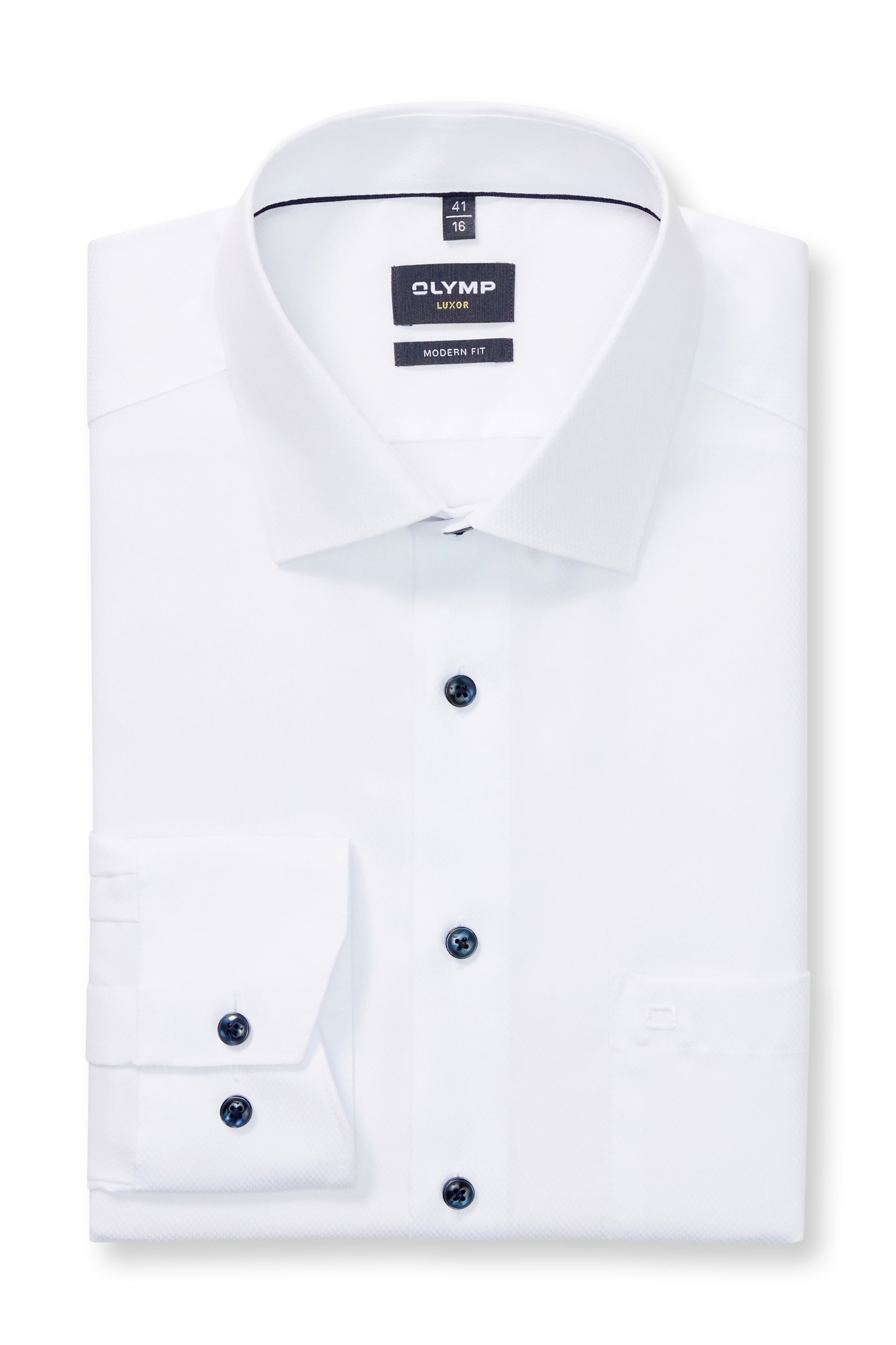 Olymp Luxor Modern Fit Royal Oxford Long Sleeve Shirt - White
