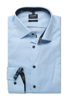 Olymp Luxor Modern Fit Royal Oxford Long Sleeve Shirt with Trim - Pale Blue