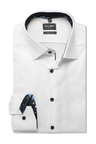 Olymp Luxor Modern Fit Royal Oxford Long Sleeve Shirt with Trim - White